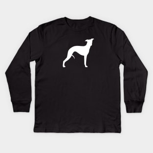 White Whippet Silhouette Kids Long Sleeve T-Shirt